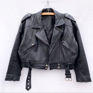 Express Cropped Leather Moto Jacket